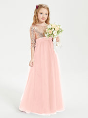 Glamorous Junior Bridesmaid Dresses Sequined Top Coral