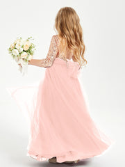 Glamorous Junior Bridesmaid Dresses Sequined Top Coral