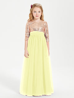 Glamorous Junior Bridesmaid Dresses Sequined Top Daffodil