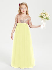Glamorous Junior Bridesmaid Dresses Sequined Top Daffodil