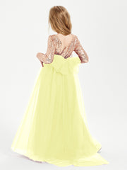 Glamorous Junior Bridesmaid Dresses Sequined Top Daffodil