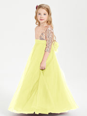 Glamorous Junior Bridesmaid Dresses Sequined Top Daffodil