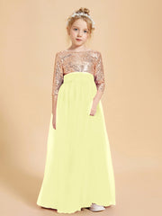 Glamorous Junior Bridesmaid Dresses Sequined Top Daffodil