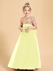 Glamorous Junior Bridesmaid Dresses Sequined Top Daffodil
