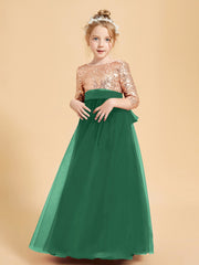 Glamorous Junior Bridesmaid Dresses Sequined Top Dark Green