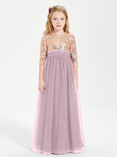 Glamorous Junior Bridesmaid Dresses Sequined Top Dusk