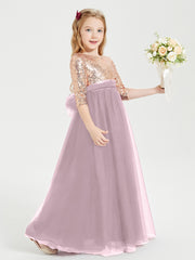 Glamorous Junior Bridesmaid Dresses Sequined Top Dusk