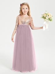 Glamorous Junior Bridesmaid Dresses Sequined Top Dusk