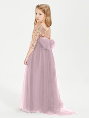 Glamorous Junior Bridesmaid Dresses Sequined Top Dusk