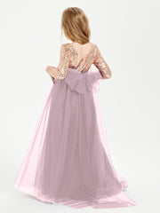 Glamorous Junior Bridesmaid Dresses Sequined Top Dusk