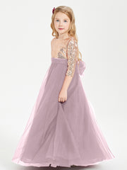 Glamorous Junior Bridesmaid Dresses Sequined Top Dusk