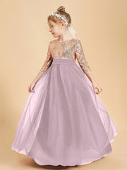Glamorous Junior Bridesmaid Dresses Sequined Top Dusk
