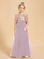Glamorous Junior Bridesmaid Dresses Sequined Top Dusk
