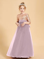 Glamorous Junior Bridesmaid Dresses Sequined Top Dusk