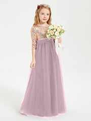Glamorous Junior Bridesmaid Dresses Sequined Top Dusk