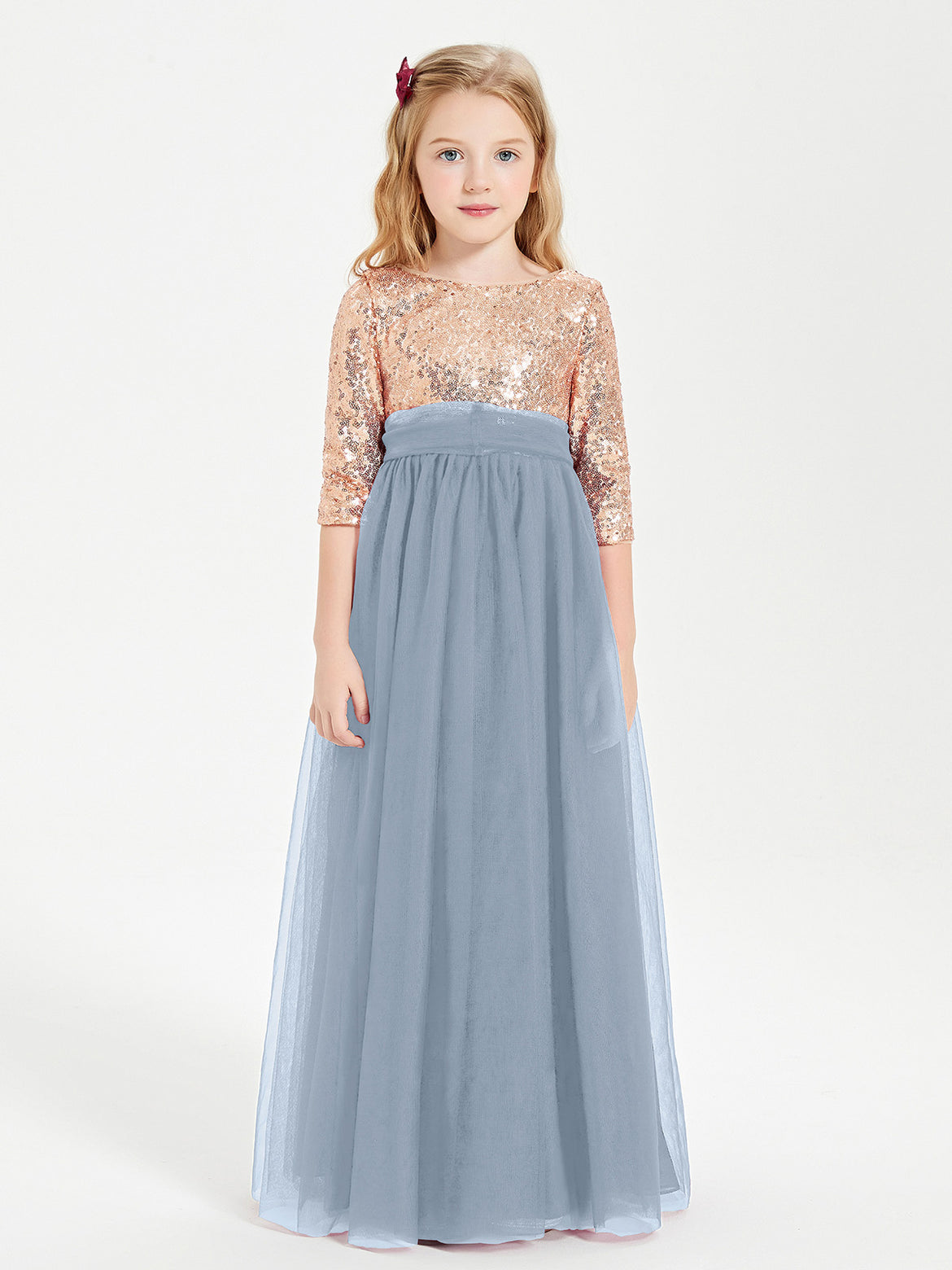 Dusty Blue Junior Bridesmaid Dresses  BABARONI