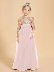 Glamorous Junior Bridesmaid Dresses Sequined Top Dusty Rose