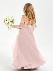 Glamorous Junior Bridesmaid Dresses Sequined Top Dusty Rose