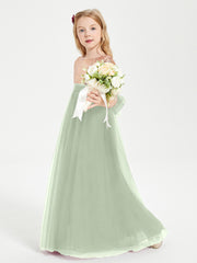 Glamorous Junior Bridesmaid Dresses Sequined Top Dusty Sage