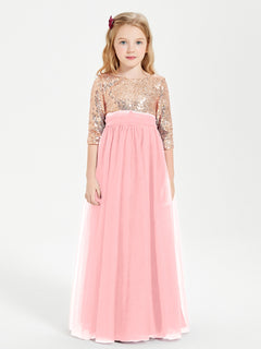 Glamorous Junior Bridesmaid Dresses Sequined Top Flamingo