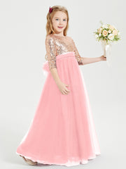 Glamorous Junior Bridesmaid Dresses Sequined Top Flamingo