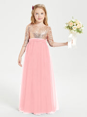 Glamorous Junior Bridesmaid Dresses Sequined Top Flamingo