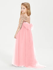 Glamorous Junior Bridesmaid Dresses Sequined Top Flamingo