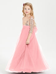 Glamorous Junior Bridesmaid Dresses Sequined Top Flamingo