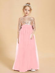 Glamorous Junior Bridesmaid Dresses Sequined Top Flamingo