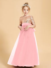 Glamorous Junior Bridesmaid Dresses Sequined Top Flamingo