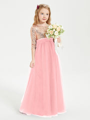Glamorous Junior Bridesmaid Dresses Sequined Top Flamingo