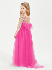Glamorous Junior Bridesmaid Dresses Sequined Top Fuchsia