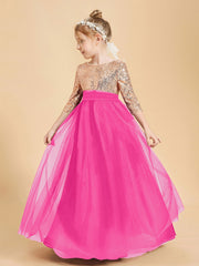 Glamorous Junior Bridesmaid Dresses Sequined Top Fuchsia