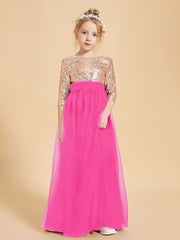 Glamorous Junior Bridesmaid Dresses Sequined Top Fuchsia