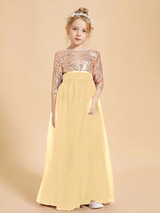 Glamorous Junior Bridesmaid Dresses Sequined Top Gold