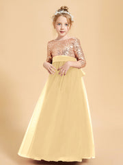 Glamorous Junior Bridesmaid Dresses Sequined Top Gold