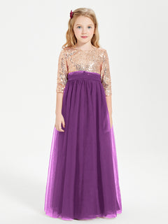 Glamorous Junior Bridesmaid Dresses Sequined Top Grape