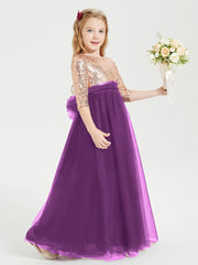Glamorous Junior Bridesmaid Dresses Sequined Top Grape