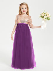 Glamorous Junior Bridesmaid Dresses Sequined Top Grape