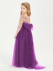 Glamorous Junior Bridesmaid Dresses Sequined Top Grape