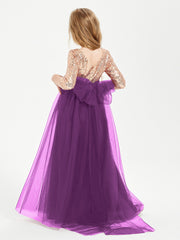 Glamorous Junior Bridesmaid Dresses Sequined Top Grape
