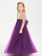 Glamorous Junior Bridesmaid Dresses Sequined Top Grape