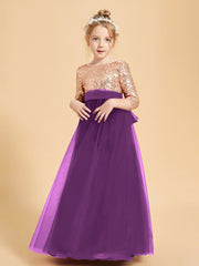 Glamorous Junior Bridesmaid Dresses Sequined Top Grape