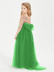 Glamorous Junior Bridesmaid Dresses Sequined Top Green