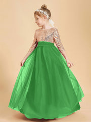 Glamorous Junior Bridesmaid Dresses Sequined Top Green