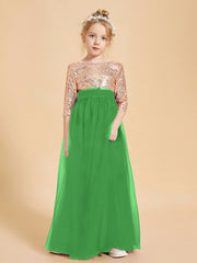 Glamorous Junior Bridesmaid Dresses Sequined Top Green