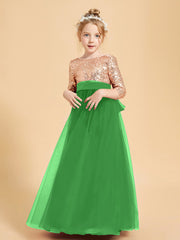 Glamorous Junior Bridesmaid Dresses Sequined Top Green