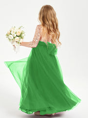 Glamorous Junior Bridesmaid Dresses Sequined Top Green