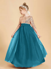 Glamorous Junior Bridesmaid Dresses Sequined Top Ink Blue