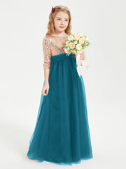 Glamorous Junior Bridesmaid Dresses Sequined Top Ink Blue